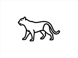 Simple Line Drawing of a Panther