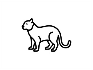Simple Line Drawing of a Panther