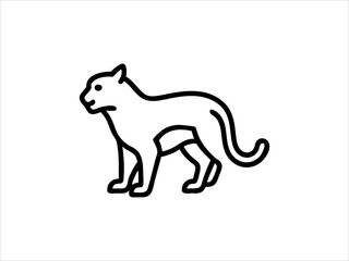 Simple Line Drawing of a Panther