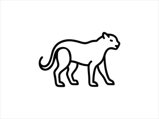 Simple Line Drawing of a Panther
