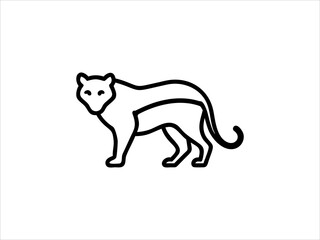 Simple Line Drawing of a Panther