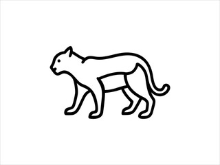 Simple Line Drawing of a Panther