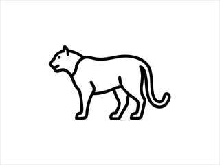 Simple Line Drawing of a Panther
