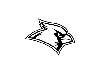 A vibrant red cardinal perched on a sign, perfect for logo or branding.