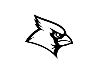 A vibrant red cardinal perched on a sign, perfect for logo or branding.