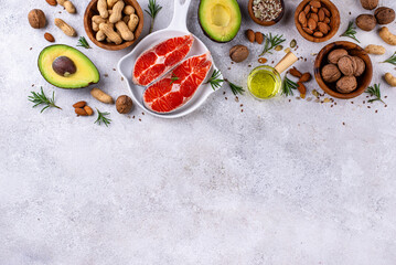 Healthy fat concept. Product with omega 3.