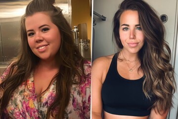 Before and After a Woman Weight Loss Transformation Photo, Fitness Journey, Diet Progress, Healthy Lifestyle, Self-Improvement, Body Positive, Bright Lighting