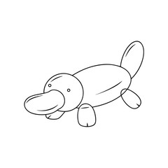 Simple line art platypus baloon shaped illustration for coloring pages and kids