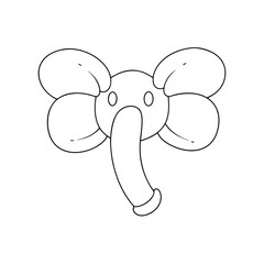 Simple outline of elephant face with large ears baloon animal illustration