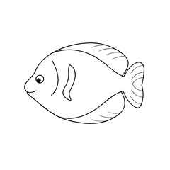 Baloon fish outline simple illustration for kids coloring book vector design resource
