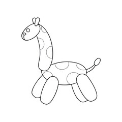Simple outline of giraffe baloon animal with circles for coloring or decoration