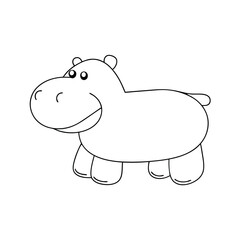 Smiling hippo illustration baloon animal icon line art for childrens coloring book printable design