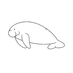 Simple manatee outline drawing baloon animal sea creature vector illustration