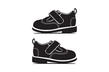 Kids boy shoes art silhouettes vector with white background