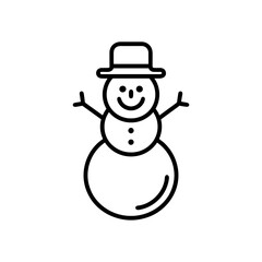 Snowman smiling and celebrating against a winter background  