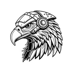 Obraz premium cybernetic robotic eagle head intricate mechanical 