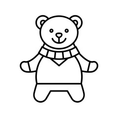 Fototapeta premium Cute bear in sweater with smile on white background 