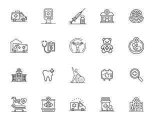 20 Healthcare Facilities Icons set 
