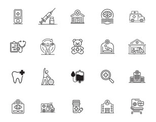 20 Healthcare Facilities Icons set 
