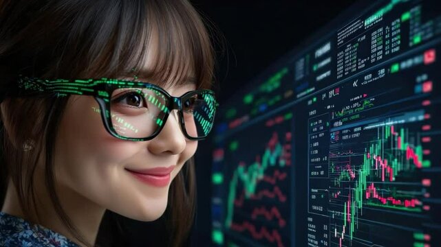 Banking and Market Trends - A digital banking interface analyzing global financial trends, AI-powered risk management, and finte.