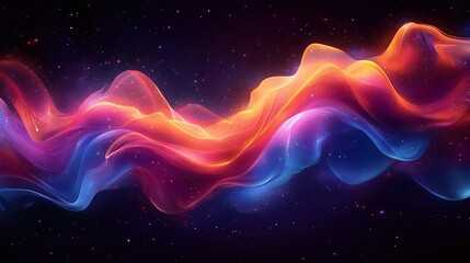 Fototapeta premium An abstract wave of vibrant colors, blending smoothly in a cosmic background, creating a mesmerizing visual effect full of energy and motion.