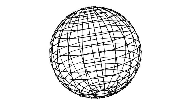 Big data neural network wireframe mesh sphere with dot and lines. Analysis of information. Visual data infographics design. Science technology. Digital Data Available in 4K video render footage.
