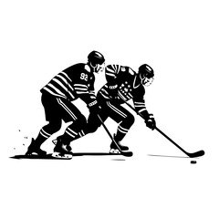Obraz premium Hockey player silhouette, hockey, sport, ice, player, silhouette, vector, stick, winter, game, ski, illustration, team, ice hockey, puck, competition, sports, athlete, goalie, goal, people, skier, ska