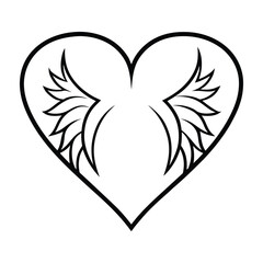 Heart with Wings Outline Suitable for Artistic or Romantic Designs