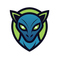 alien animal head mascot logo vector art illustration 