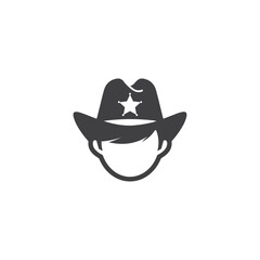 This sleek, monochromatic icon features a stylized cowboy hat enclosed in a bold circular shape. Its minimalist yet dynamic design evokes themes of the Wild West, country music, and rugged adventure. 