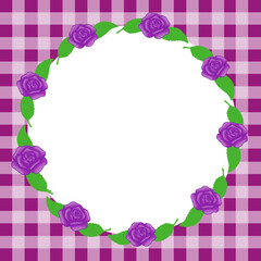 Rose frame, Rose frame with checkered background, Checkered rose frame, Purple rose frame, Purple rose frame