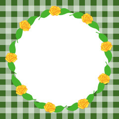 Rose frame, Rose frame with checkered background, Checkered rose frame, Yellow rose frame, Yellow rose frame