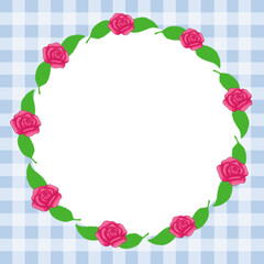 Rose frame, Rose frame with checkered background, Checkered rose frame, Pink rose frame, Pink rose frame