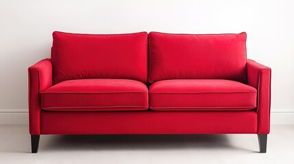 Fototapeta premium Contemporary red sofa in bright modern living room gigapixel quality spacious design for home decor inspiration