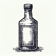 Bottle sketch in black and white, product mockup and design element