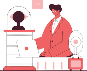 Isometric Vector of Legal Tech Startup Concept with Lawyer Using AI Assistant

