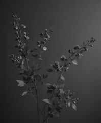 Subtle charcoal floral sprigs on a seamless backdrop ,  elegant,  wallpaper,  artwork