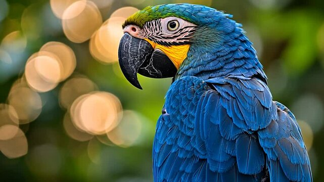 Vibrant blue parrot close-up