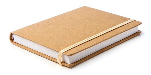 Kraft Paper Notebook Mockup: Rustic Brown Book with Elastic Closure, Landscape Photography