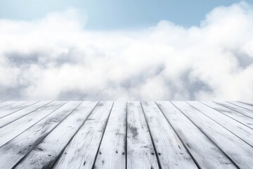 Wooden platform above clouds