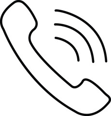 "Black and White Phone Call Icon - Communication Symbol with Ringing Sound Waves for Mobile Apps, Customer Support, and Contact Us Pages - Minimalist Vector Illustration"

