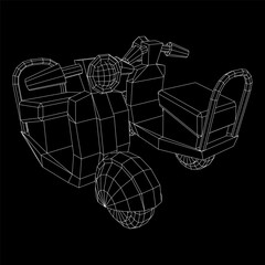 Delivery scooter for lifestyle design courier. Business express delivery concept. Wireframe low poly mesh vector illustration