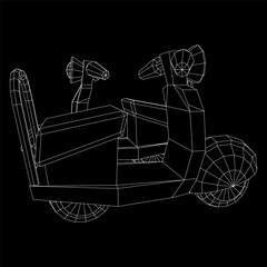 Delivery scooter for lifestyle design courier. Business express delivery concept. Wireframe low poly mesh vector illustration