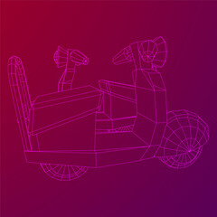 Delivery scooter for lifestyle design courier. Business express delivery concept. Wireframe low poly mesh vector illustration