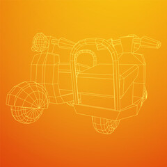 Delivery scooter for lifestyle design courier. Business express delivery concept. Wireframe low poly mesh vector illustration