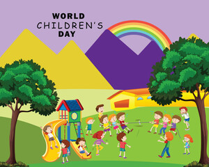 Happy children day vector illustration for social media poster and design, Happy children day banner, Happy children day template, Happy children day editable file