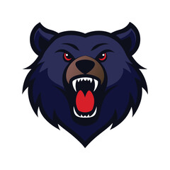 bear head growling mouth vector art illustration