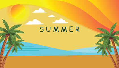 happy summer vector illustration template for social media poster and banner, happy summer banner, happy summer template, happy summer editable file