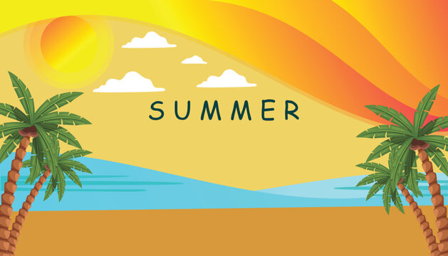 happy summer vector illustration template for social media poster and banner, happy summer banner, happy summer template, happy summer editable file