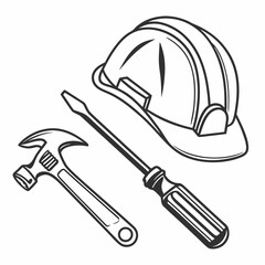 Labor Day Tools Silhouette &ndash; Minimalist Line Art